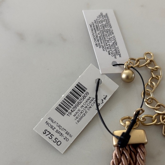 NWT Chico's Turquoise and Gold Statement Necklace - Picture 2 of 5